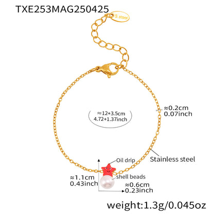 B廠【TXP253】新款小海星貝珠兒童飾品組不鏽鋼鍍18k金簡約時尚首飾品 25.05-1