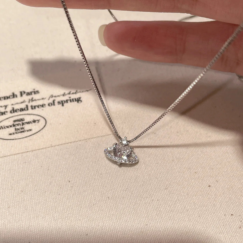 E廠【XDQ1784N】S925純銀精緻環繞愛心項鍊女超閃心形鋯石鎖骨鏈小眾高級感潮
 25.11-4