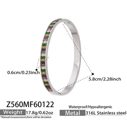 B廠【Z560】歐美時尚彩色鋯石手鐲簡約輕奢個性設計不鏽鋼鍍18k真金卡扣手環
 26.01-4