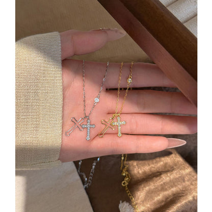 E廠【XDQ0521N】歐美跨境925銀十字架項鍊女小眾中古風輕奢高級感鎖骨鏈首飾
 26.03-1