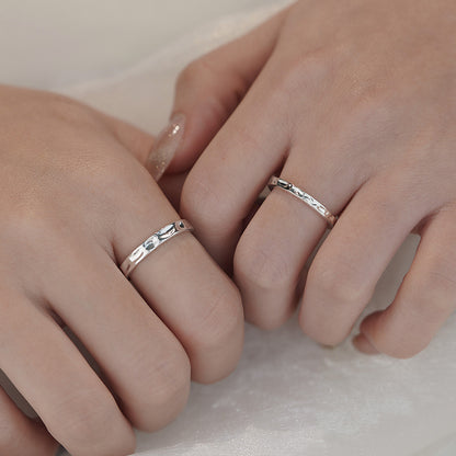 D廠【YC3563R】S999足銀凹凸面戒指情侶對戒冷淡風小眾輕奢個性時尚手飾 25.02-2