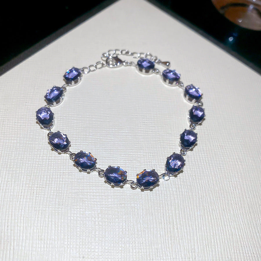 A廠【HB4615】超閃鋯石幾何橢圓形手鍊時尚簡約百搭氣質手環精緻輕奢高級感手飾
 25.10-1