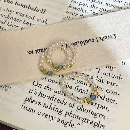 E廠【 DQ8966R】法式復古施家仿珍珠戒指女S925銀色彩捷克珠簡約手工設計指環 25.07-4