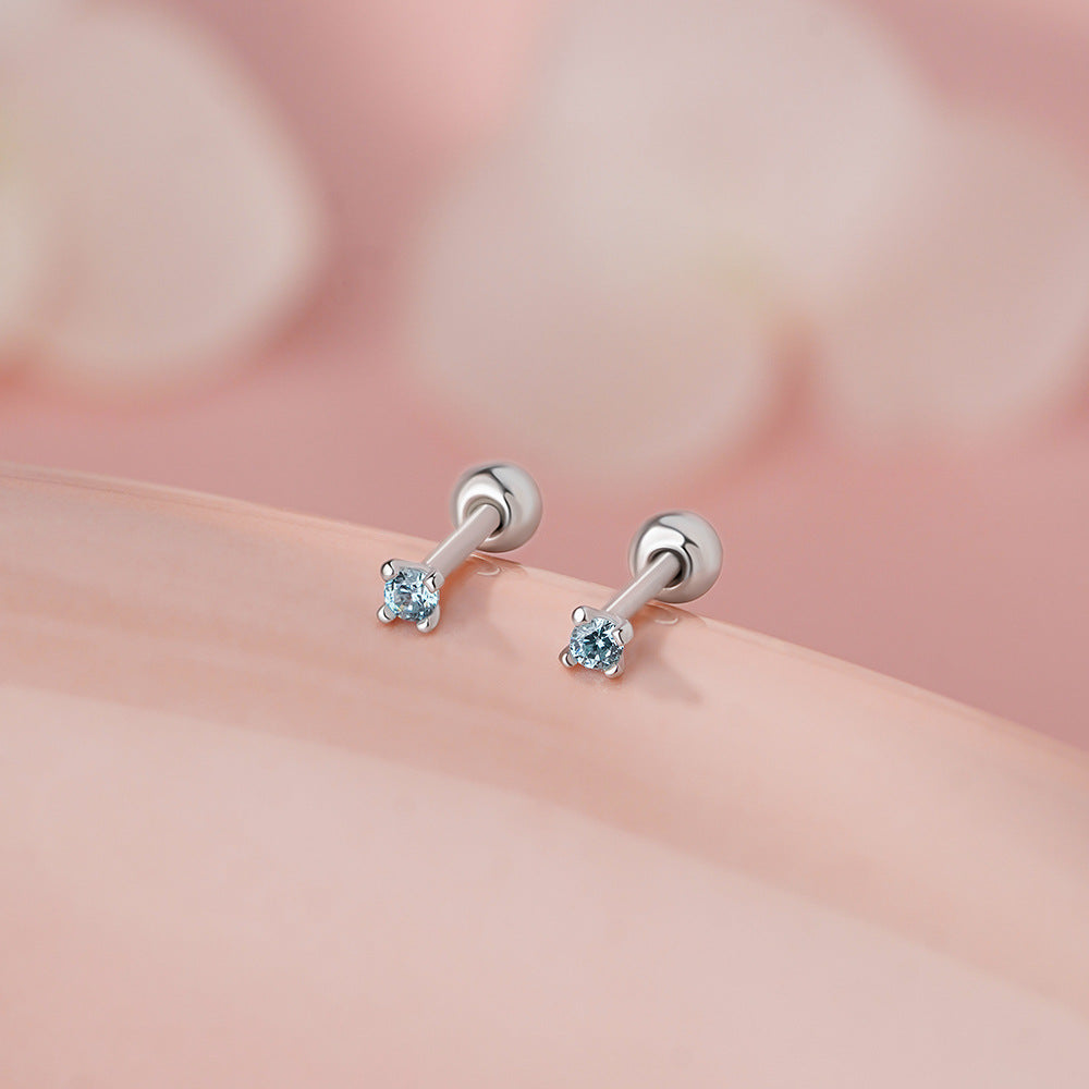 D廠【YC2922E】足銀S999藍鑽螺絲耳環簡約浪漫夢幻甜美精緻輕奢風氣質耳飾
 26.01-1