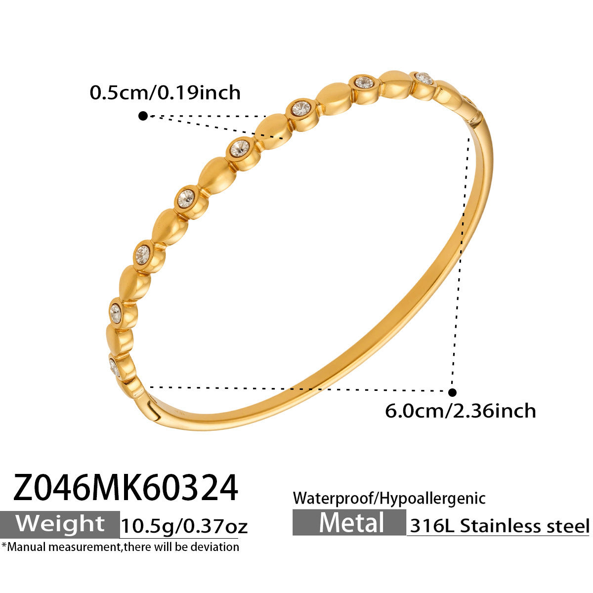 B廠【Z044】歐美高質感鑲5A鋯石細圈卡扣手環組合鍍18k金滿鑽輕奢高質感手環
 26.04-1