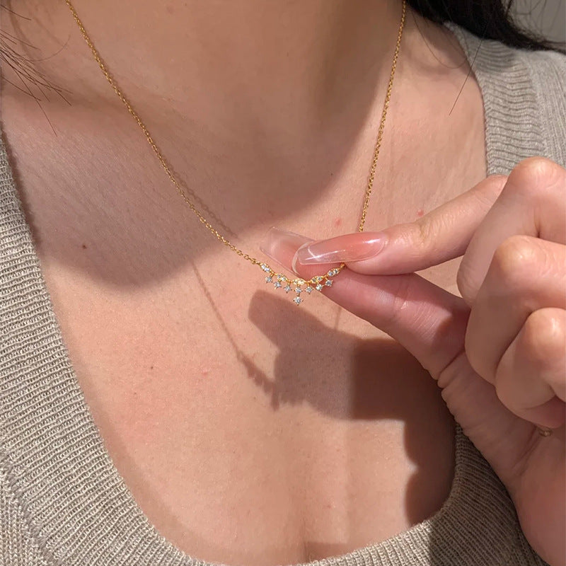 E廠【DQ0025N】法式輕奢爆閃滿天星項鍊女S925純銀輕奢設計感mini鋯石鎖骨鏈
 25.10-3