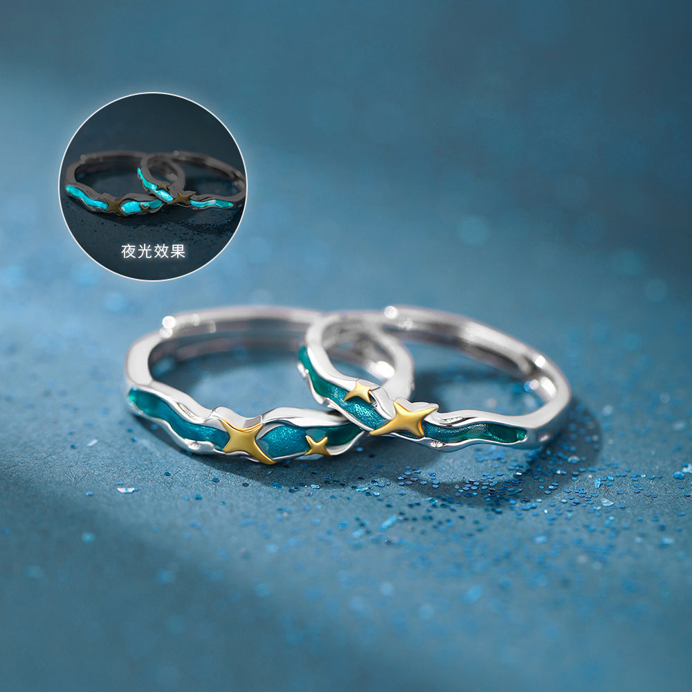 D廠【YC3062R】原創足銀S999四芒星滴油情侶對戒夢幻氛圍感清新溫柔小眾手飾
 26.01-1