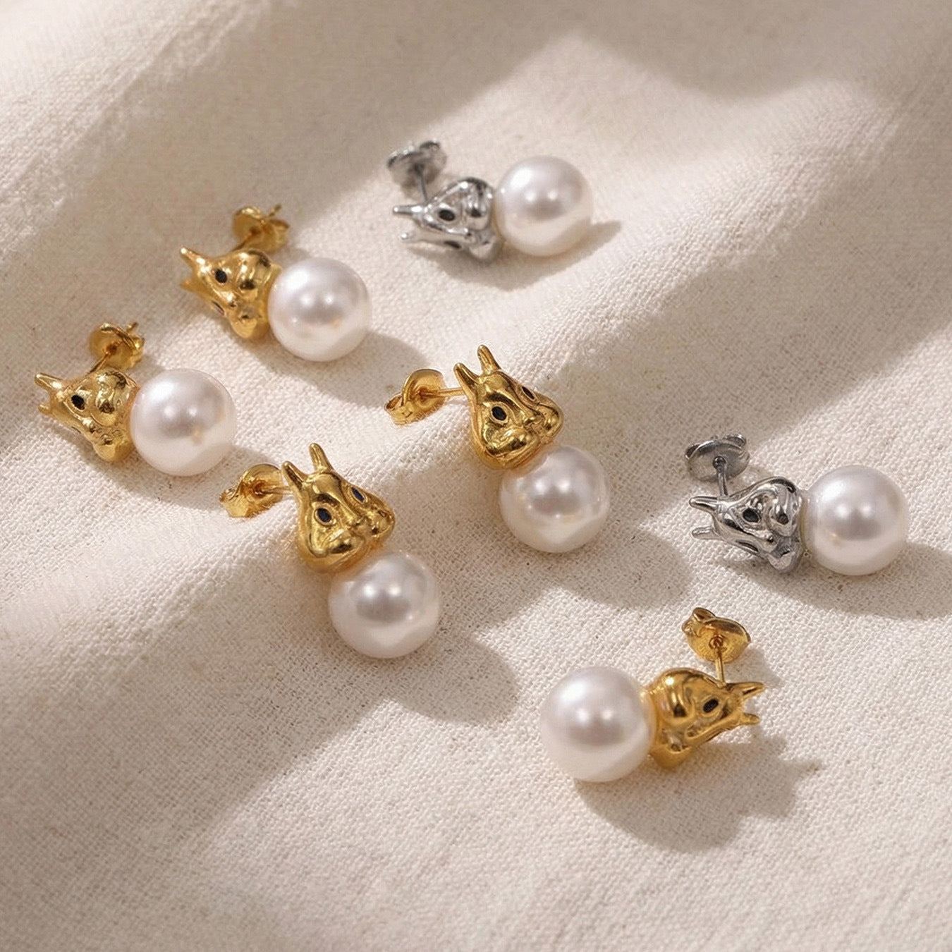 B廠【TXP050】ins風簡約時尚可愛貝珠小兔子吊墜耳環項鍊套組小眾百搭女首飾 26.02-1