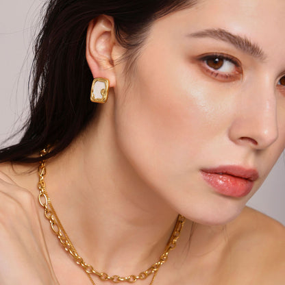 B廠【F079】法式輕奢感琺瑯彩釉耳環小眾ins跨境首飾不鏽鋼不掉色耳飾 25.03-4