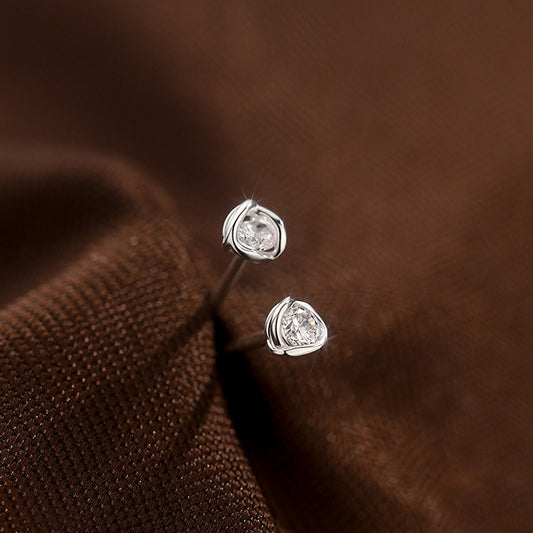 E廠【XDQ10084E】S999純銀精緻小眾迷你鋯石耳環女高級感線團日常百搭耳飾ins
 26.03-4