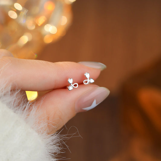 D廠【YC2884E】足銀999高級感花螺絲耳環女輕奢清新韓風氣質小眾精緻耳飾
 26.04-4