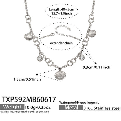 B廠【TXP592】海洋沙灘風小貝殼微鑲鋯石DIY吊墜項鍊手鍊首飾組不鏽鋼鍍18k金
 26.06-4