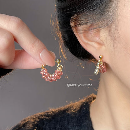 A廠【5362】實物很美！原創設計草莓晶天然石手工耳環清新甜美春款耳環女 25.01-1