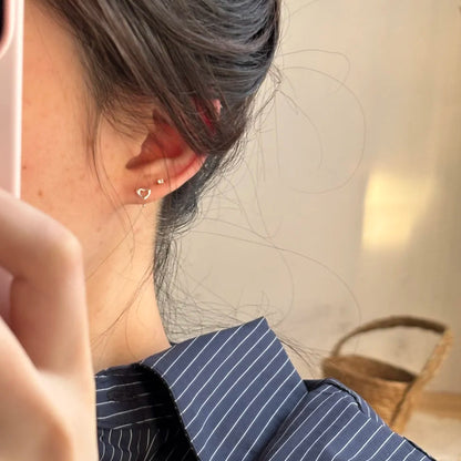 E廠【XDQ10123E】S999純銀韓版簡約愛心耳鉤女小眾設計心型鏤空耳環精緻耳飾潮
 26.03-2