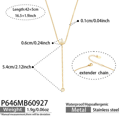 B廠【P352】 不鏽鋼鍍18K金Y字流蘇四瓣花鋯石項鍊鎖骨鍊

 26.10-1