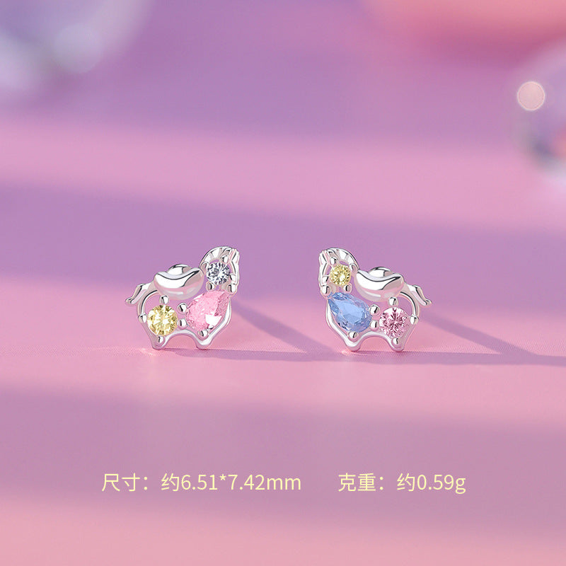 D廠【YC5167E】原創足銀S999元寶彩鋯小馬耳環本命夢幻甜美精緻金路踏寶耳飾
 25.12-3