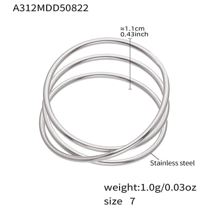 B廠【A309】超閃5A鋯石小鑽尾戒三件組戒指不鏽鋼18k鍍金飾品跨境rings
 25.10-1