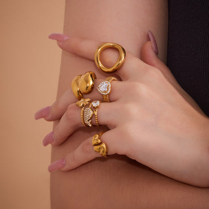 B廠【A293】小眾設計精緻戒指組合輕奢幾何愛心造型指環不銹鋼材質飾品 25.08-5