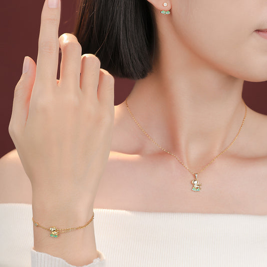 D廠【YC2713N】原創足銀S999祥雲小馬手鍊項鍊耳環女新中式平步青雲小眾首飾
 25.12-4