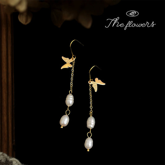 C廠【6501】天然淡水珍珠長蝴蝶流蘇耳環時尚輕奢風手工設計師耳飾飾品
 25.11-1