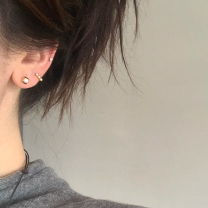 E廠【XDQ10122E】S925純銀簡約迷你排鑽耳扣女精緻小眾三顆鋯石耳骨環百搭耳飾
 26.03-2