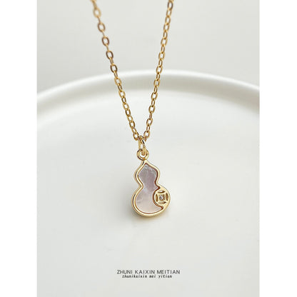 A廠【6635】厚鍍18K真金保色貝殼葫蘆項鍊 時尚通勤高級感輕奢風新款鎖骨鍊女 25.09-2