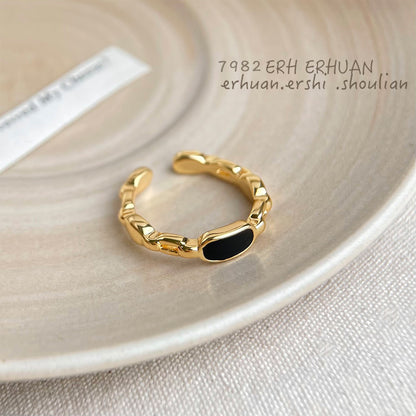 A廠【5424】時尚高級感電鍍18K真金高品質保色開口可調式指環食指戒 幾何戒指 25.01-3