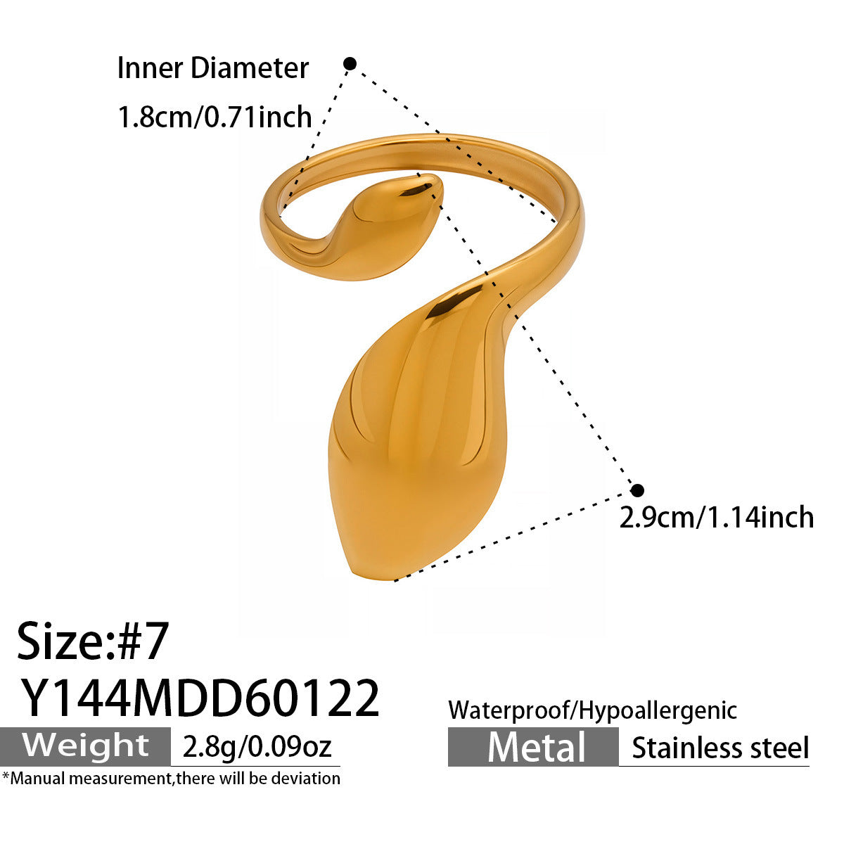 B廠【Y144】跨國小眾高級感輕奢幾何開口指環不銹鋼鍍金ins個性設計百搭戒指
 26.01-4