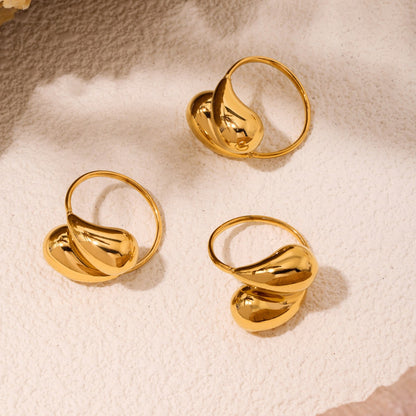 B廠【A027】不鏽鋼空心開口逗號水滴戒指尾戒鍍18K真金不掉色手飾 25.04-1