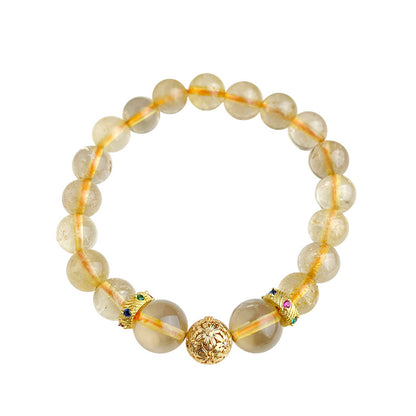 A廠【5416】高品金髮晶天然石新中式復古黃髮晶原創手鍊文藝氣質原創手工手飾 25.01-3