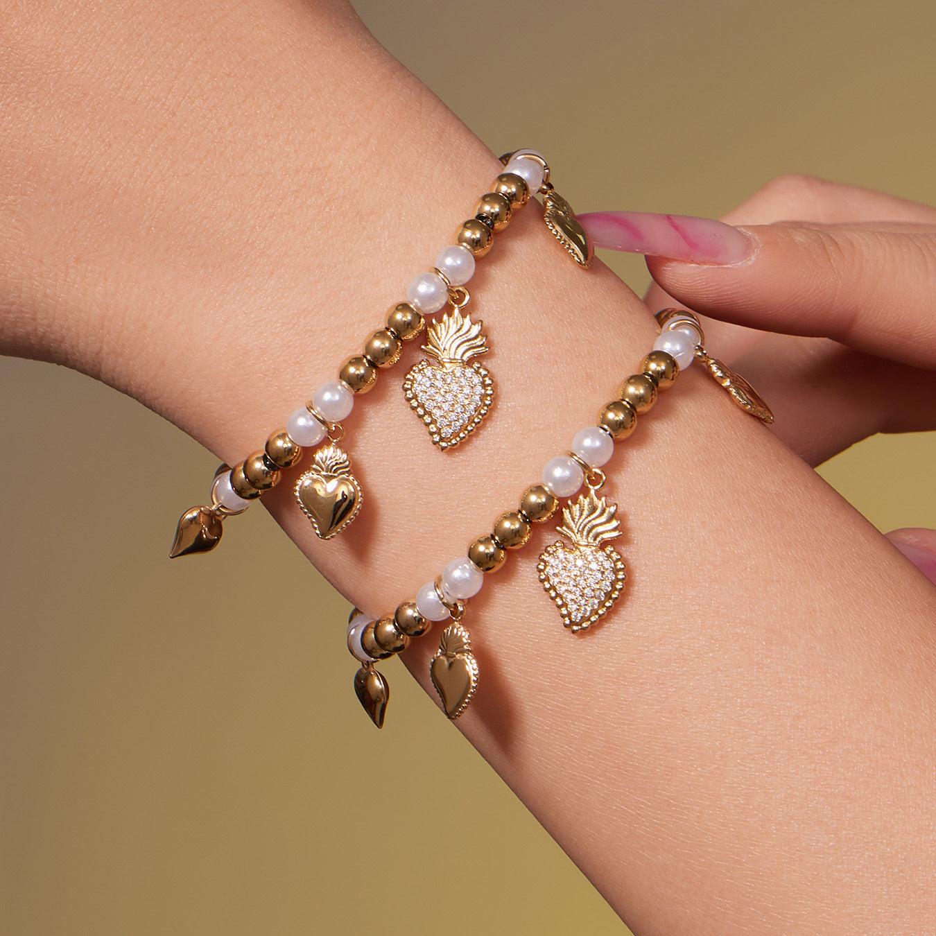 B廠【TXP490】5A鋯石愛心皇冠吊墜項鍊耳環手鍊戒指組不銹鋼鍍18k真金
 25.11-4