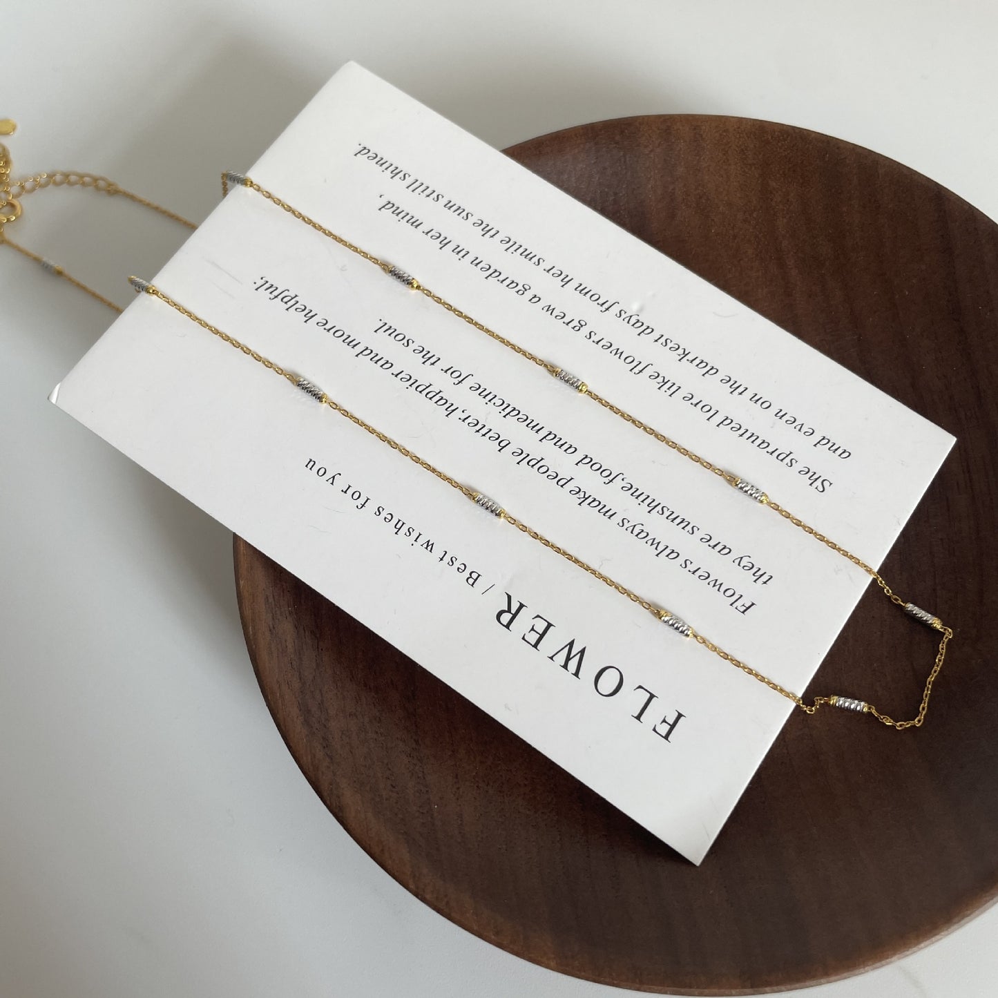 F廠【DQ2131N】S925純銀車花珠間珠十字鏈素鏈時尚簡約撞擊色疊戴鎖骨鍊女 25.02-3