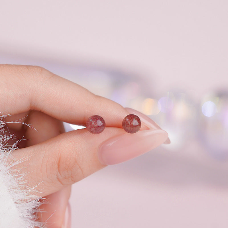 E廠【YC1148S】S999足銀草莓晶耳環簡約款甜美甜心溫柔氣質韓風幾何耳飾
 25.10-4