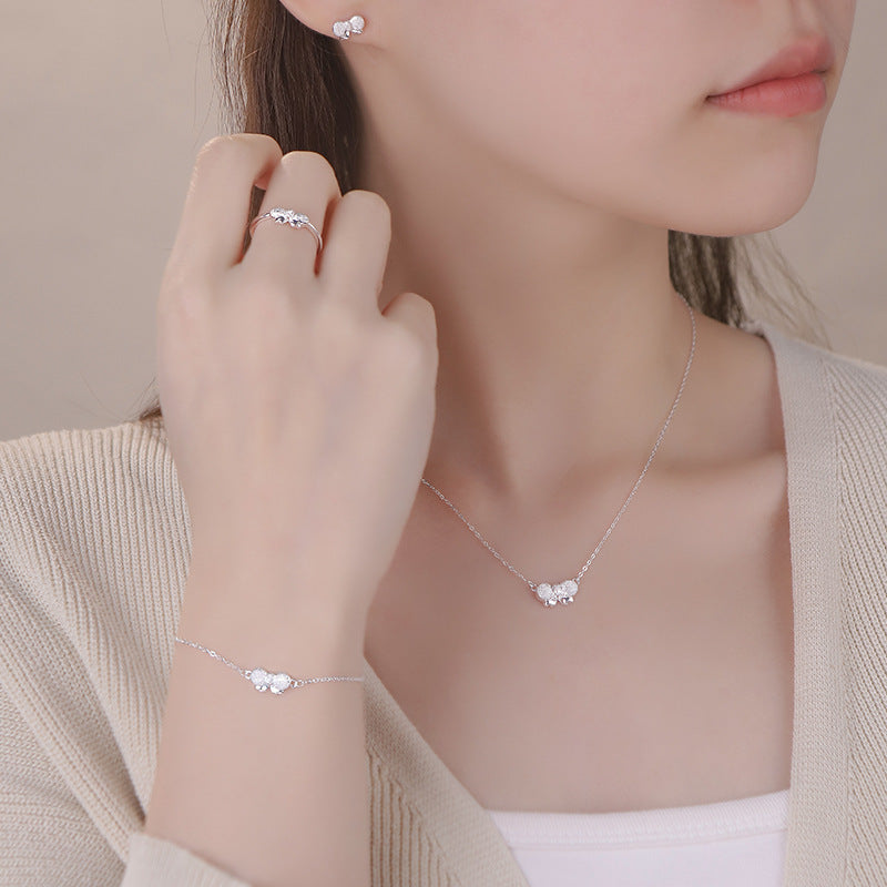 E廠【YC0350N】原創S999足銀閃萌蝴蝶結飾品套裝女可愛溫柔公主日常 25.04-2