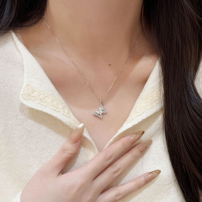 E廠【XDQ0106N】S925純銀輕奢小眾蝴蝶項鍊女甜美精緻碎石玻璃氣質鎖骨鏈
 26.03-1