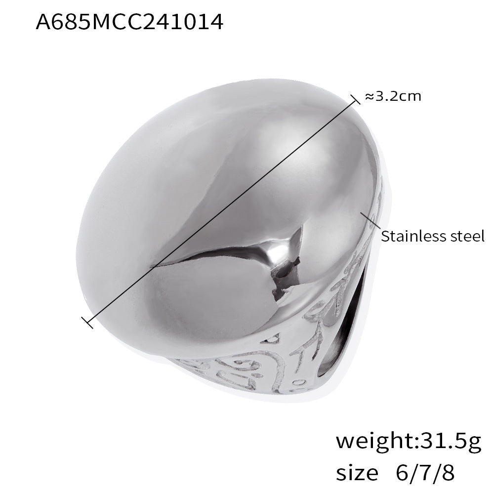 B廠【A685】飾品高質感大光面羅馬紋數位鑄造戒指不鏽鋼PVD鍍真金保色 24.10-4