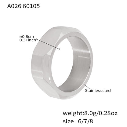 B廠【A026】歐美跨境不鏽鋼鍍18k真金小眾螺帽型設計感環簡約時尚百搭指環
 26.01-1