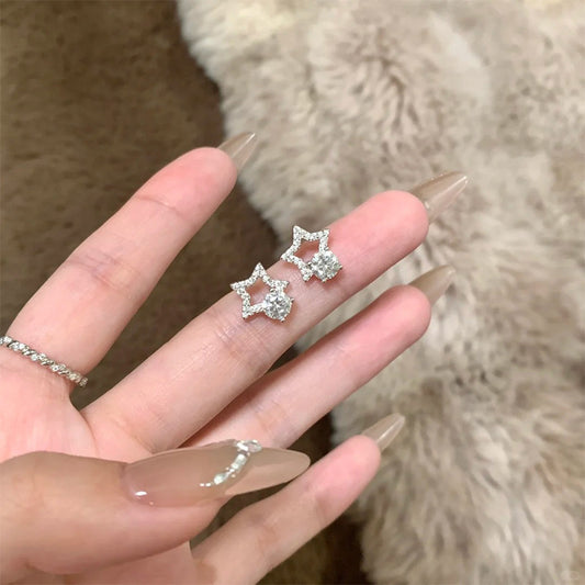F廠【DQ10916E】S925純銀韓輕奢星星耳環女冷淡風爆閃五角星時尚百搭耳飾潮 25.06-2