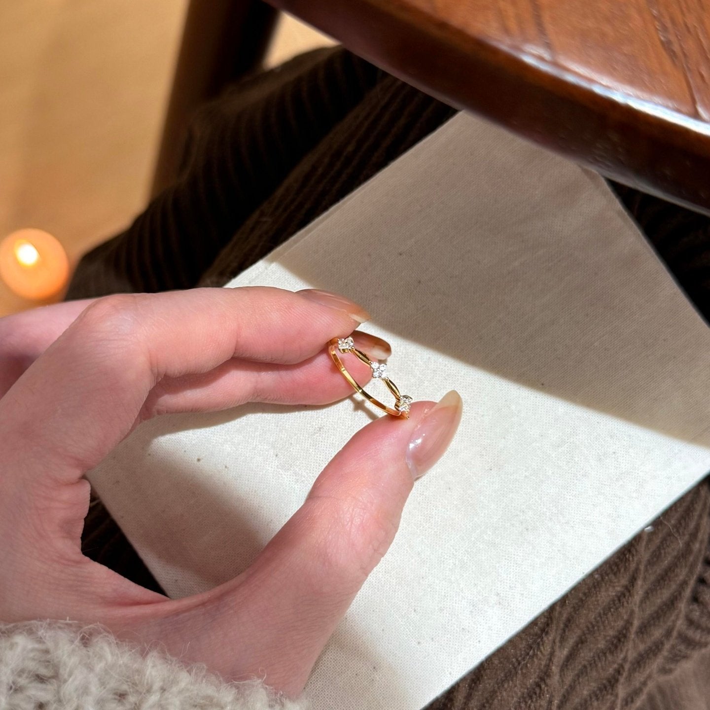 E廠【XDQ8816R】S925純銀簡約精緻四葉草戒指女碎鑽花朵氣質時髦百搭閉口指環
 26.01-1