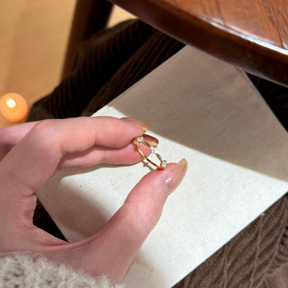 E廠【XDQ8816R】S925純銀簡約精緻四葉草戒指女碎鑽花朵氣質時髦百搭閉口指環
 26.01-1