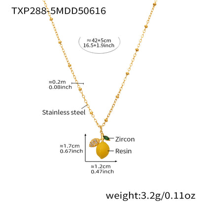 B廠【TXP288】歐美飾品不鏽鋼貝珠串珠項鍊小檸檬檸檬吊墜DIY多配件 25.06-3