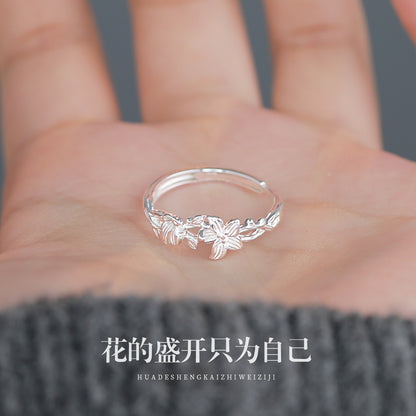 E廠【XDQ8840R】S999純銀輕奢小眾百合花戒指女森系田園風花朵精緻百搭食指戒
 26.01-3