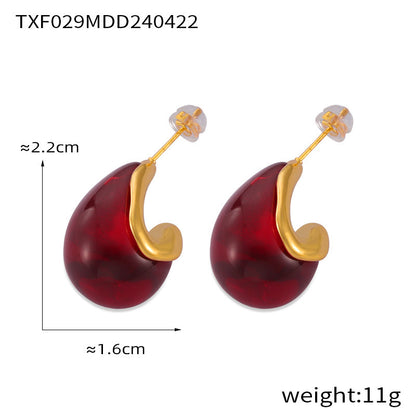 B廠【TXP029】法式極簡約INS部落客同款冷淡風鈦鋼吊墜項鍊小眾百搭水滴耳環套裝 24.04-4