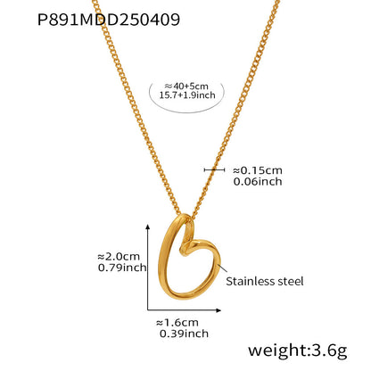 B廠【P891】歐美飾品鏤空不規則愛心項鍊女ins簡約不鏽鋼18k真金鎖骨鏈 25.04-3