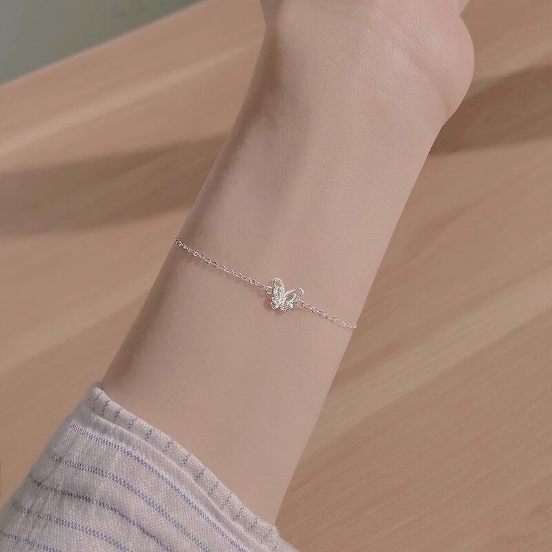 E廠【XDQ0177S】小眾設計感S999純銀雙層蝴蝶手鍊女簡約森系高級感手飾品
 26.04-3