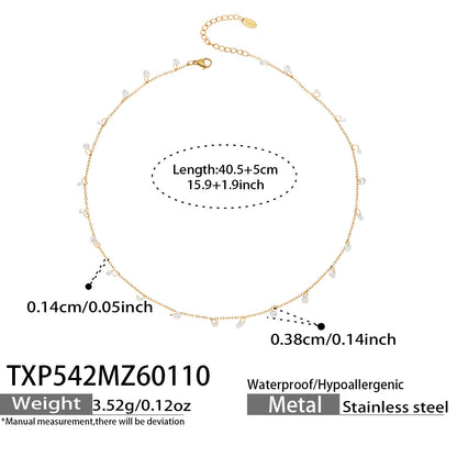 B廠【TXP542】歐美跨境小眾流蘇設計5A鋯石超閃鎖骨項鍊手鍊套裝不銹鋼鍍18k金
 26.01-2
