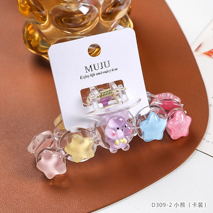 C廠【D309】【卡裝】可愛卡通星星抓夾韓系少女彩色甜美髮夾後腦勺鯊魚夾髮飾 25.05-3「C廠-單筆結帳需滿，NT$500出貨(不含運費)」