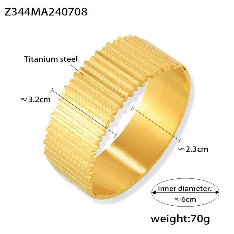 B廠【Z344】跨境熱銷不規則紋理設計感手環18k鍍金不掉色輕奢氣質首飾 24.07-2