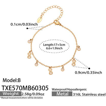 B廠【TXP570】歐美時尚新款小號8字花滿鑽5A鋯石設計DIY多配件項鍊手鍊組合套
 26.03-2