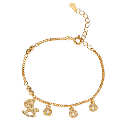 F廠【DQ1174S】碎冰冰馬上有錢手鍊女S925純銀小眾設計感銅錢生肖馬手飾
 25.11-2